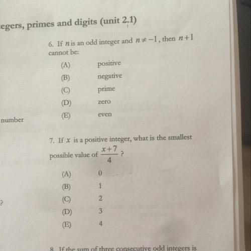 Can someone please just answer these question? Problems on integers, primes, and digits
