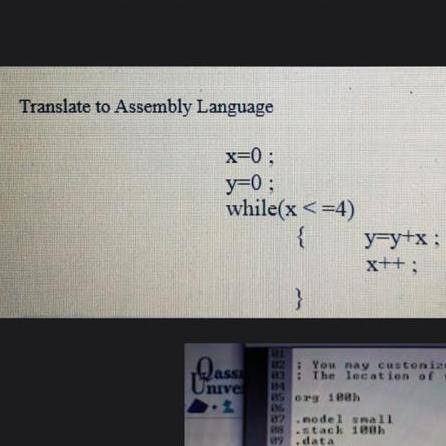 For this question  Translate to assembly language