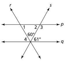 What are the measures of ∠1, ∠2, and ∠3? Enter your answers in the boxes. m∠1 = °, m∠2 = °, m∠3 = °