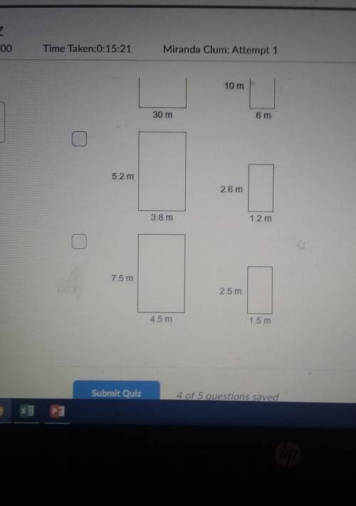 Which pairs of rectangles are similar polygon?Choose all answers that are correct.