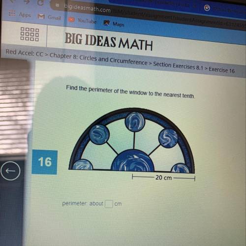 Find the perimeter of the window to the nearest tenth.