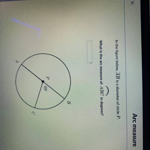 What is the arc measure of ABC in degrees?