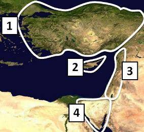On the map above, the Anatolian Peninsula is located at __________.A.Number 1B.Number 2C.Number 3D.N