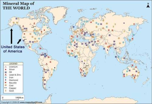 According to the following map, what are the most common mineral resources found in the United State