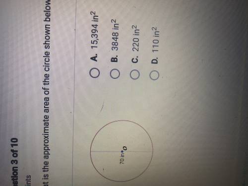 What is the approximate area of the circle shown below?