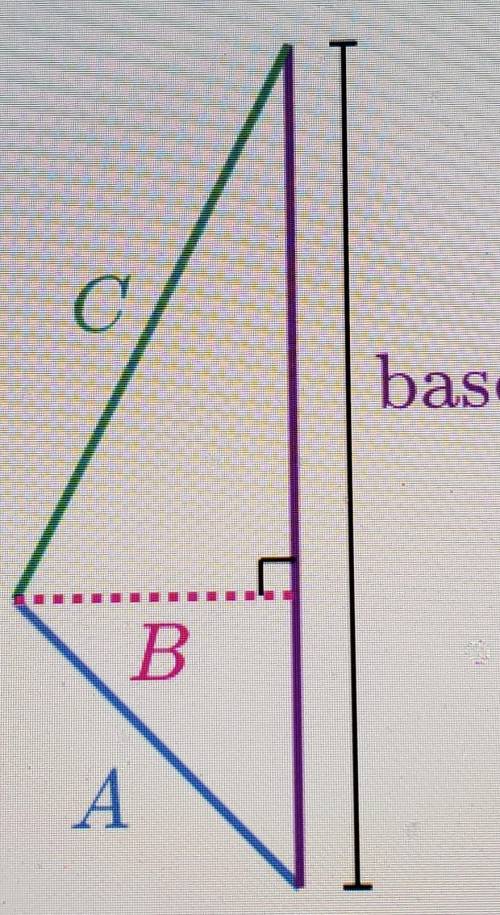 Which line segment shows the height that corresponds to the given base of the triangle?base