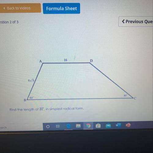 Find the length of BC in simplest radical form
