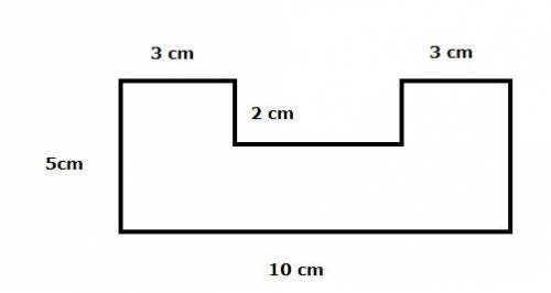 What is the area of this irregular figure knowing that the formula for the area of a rectangle is l