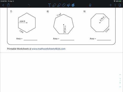 Find the area of a polygon using the given apothem Plz anwser, will mark brainest!! Tell me what u d