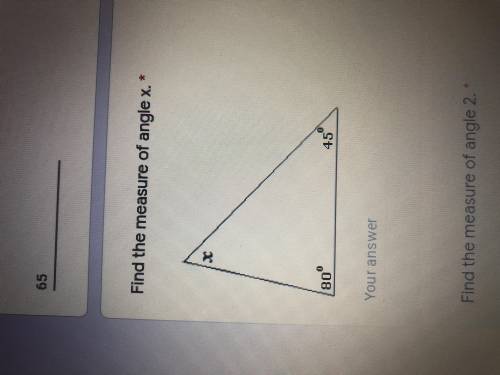 Find the measure of angle x