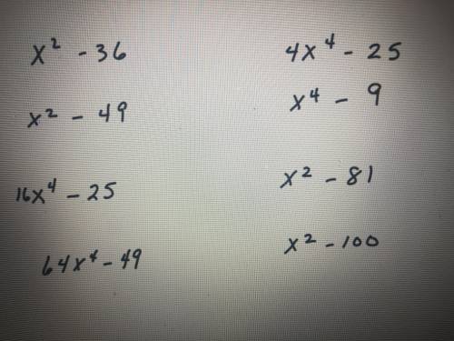 Please look at the image , they all need to be factored using DOTS moi