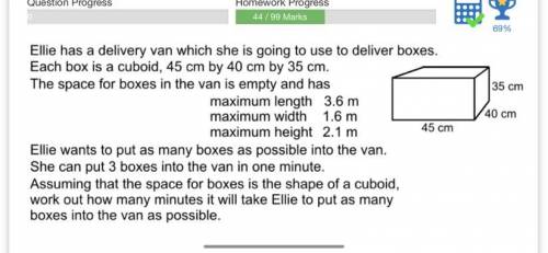 The amount of time it takes Ellie to put boxes in van