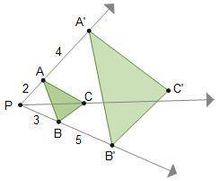 Is triangle A'B'C' a dilation of triangle ABC? Explain. A. Yes, it is an enlargement with a scale fa