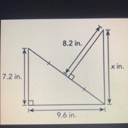 Find the value of x in the diagram. Show all work/steps Round your answer to the nearest tenth.