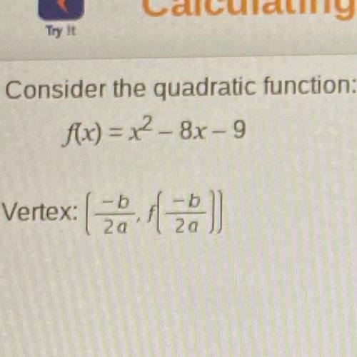 What is the vertex of the function