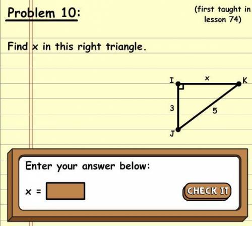 Find x in this right triangle