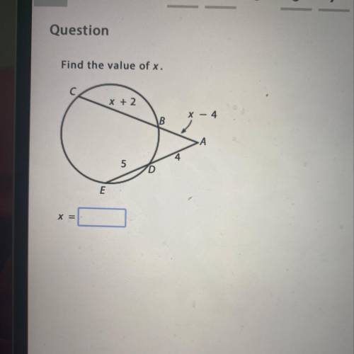 Find the value of x. x=