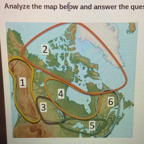 WILL GIVE BRAINLIEST FOR THE FIRST ANSWER Which of the following regions is labeled with the number