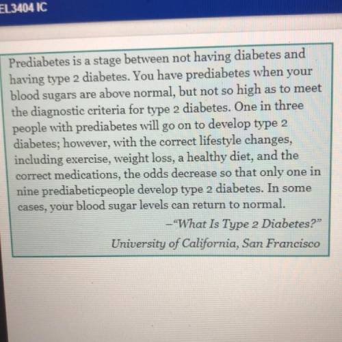 Which statement best summarizes the passage? 1.) Without correct lifestyle changes, prediabeticpeopl