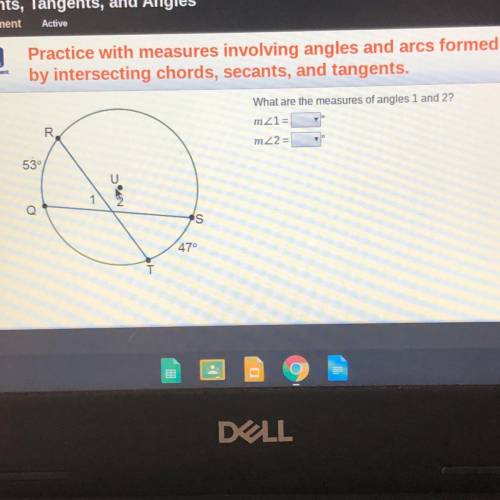 What are the measures of angles 1 and 2? m21= m22=