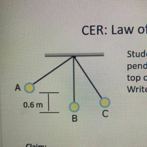 CER: Law of Conservation of Energy Pre-Write Students are performing a pendulum lab. The ball on the