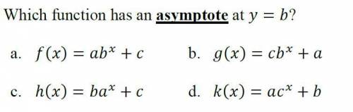 Which function has an asymptote at y=b?