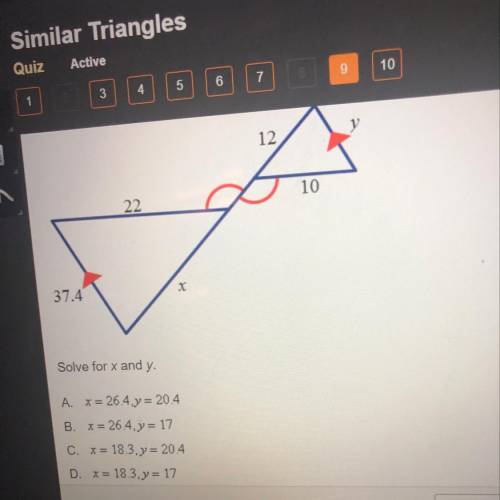 Solve for x and y Solve for x and y