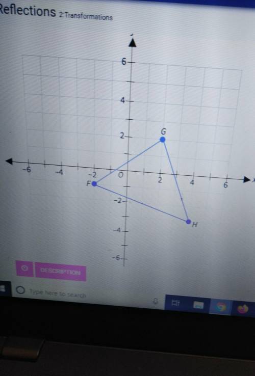 If you reflect angle FGH across the x-axis, what will be the coordinates of the vertices of the imag