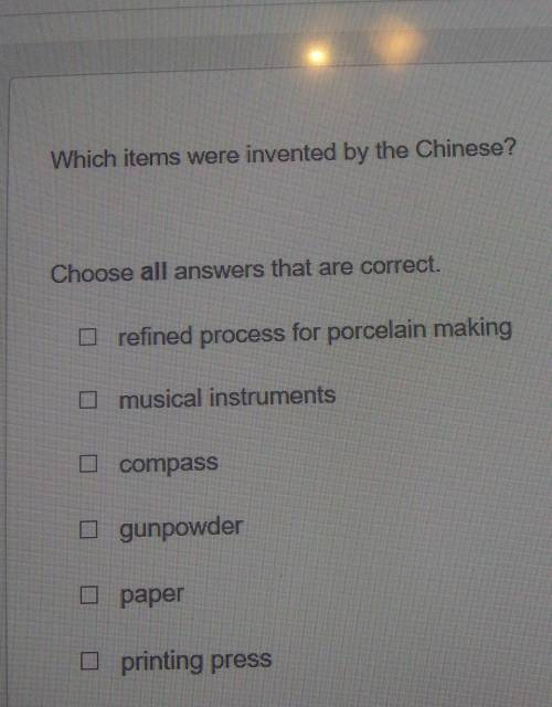 Which items were invented by the Chinese?Choose all answers that are correct.