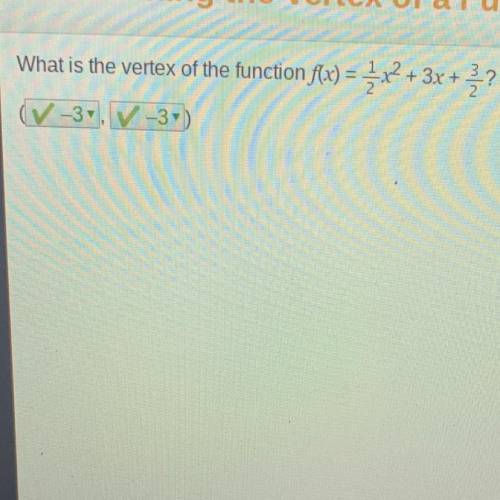 What is the vertex of the function?