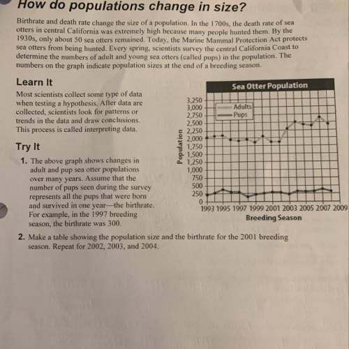Answer the first question and make a table showing the population size and the birthrate for the 200