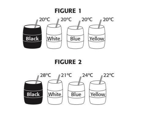 A group of students painted four cans, placed 500 grams of water in each can, and measured the tempe