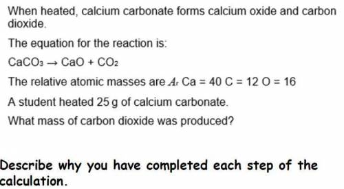 When heated,calcium carbonate forms calcium oxide and carbon dioxide  The equation for the reaction