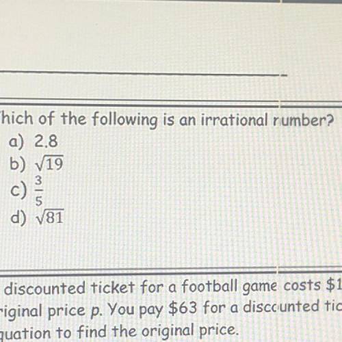 Which is a irrational number...??????????????????????????? HELP