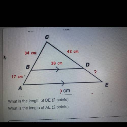 What is the length of DE (2 points) What is the length of AE (2 points)