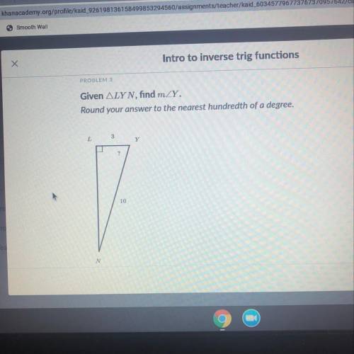 Given ALYN, find m_Y. Round your answer to the nearest hundredth of a degree. 10