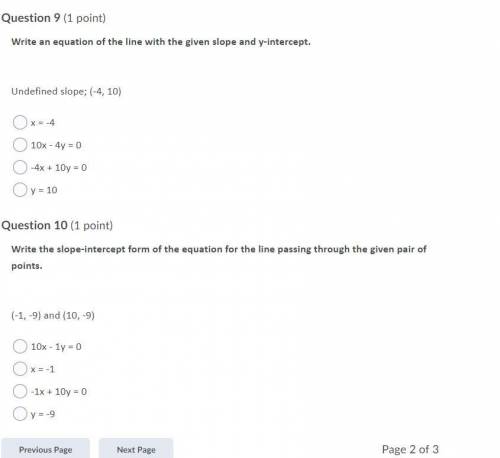 PLEASE HELP!  Write an equation of the line with the given slope and y-intercept. Undefined slope; (