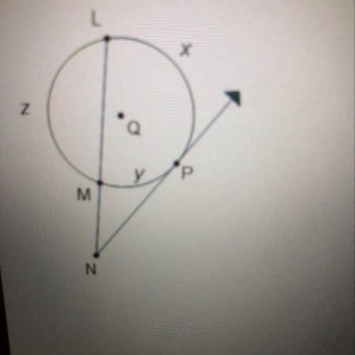 Which equation is correct regarding the measure of MNP? m MNP = 1/2(x-y) m MNP = 1/2(x+y) m MNP = 1/