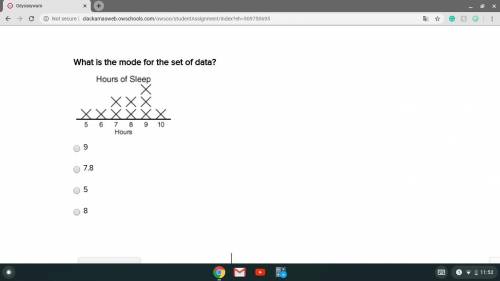 What is the mode for the set of data? A. 9 B. 7.8 C. 5 D. 8