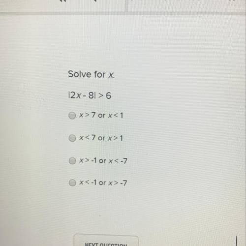 Solve for x. I2x-8I>6