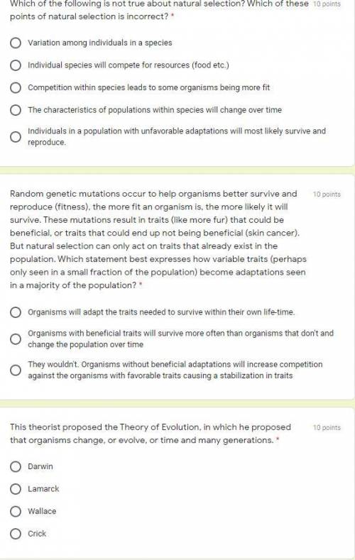 Can i please get help with this quiz? Any answers would help greatly. Im horrible in biolgy.