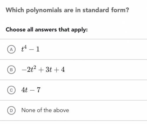 Which polynomials are in standard form?