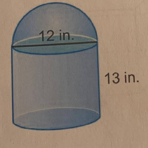 Find the volume of the bullet shaped figure below. The top portion is a semi-sphere. Use pi=3.14 and