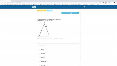 In the following figure, PQ is a midsegment of triangule GEO, TW is a midsegment of triangule PEQ an