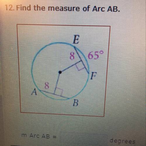 What is the measure of Arc AB.