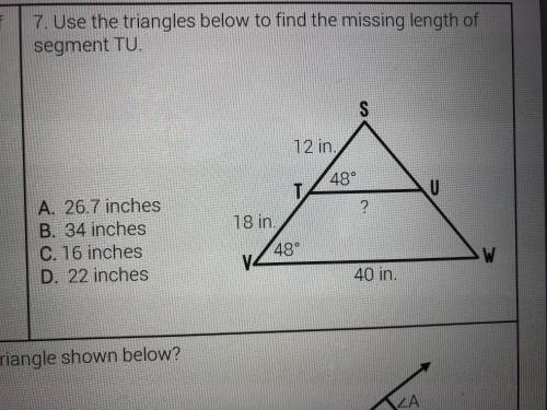 Please help what’s the missing length of TU?