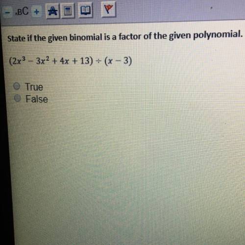 True of false easy math