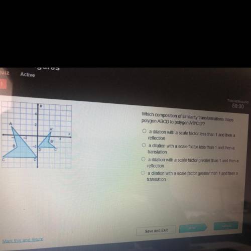 Which composition of similarity transformations maps polygon ABCD to polygon A’B’C’D’??