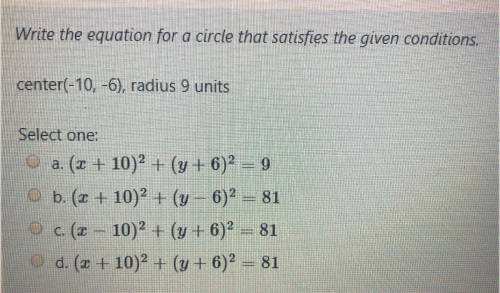 Write the equation for a circle that satisfies the given conditions.