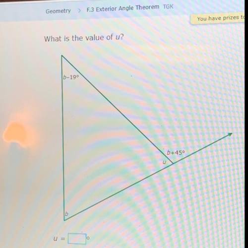 What is the value of u? (Geometry problem)